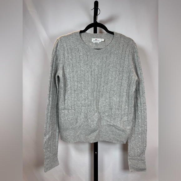 Vineyard Vines Coral Lane Cashmere Sweater Gray w/ Light Blue Cuffs Women’s S - Picture 2 of 8